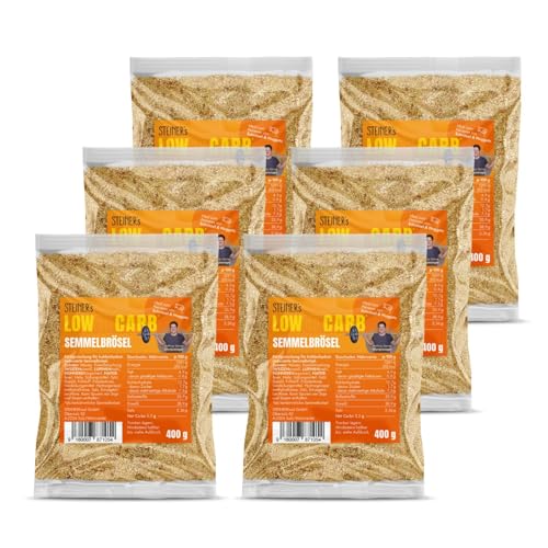 STEINER's Low Carb High Protein Semmelbrösel | Nur 5,2g Netto-Kohlenhydrate & 38,9g Eiweiß pro 100g | Ballaststoffreich | Paniermehl Alternative für knusprige Panaden | 6x 400g von STEINER´s