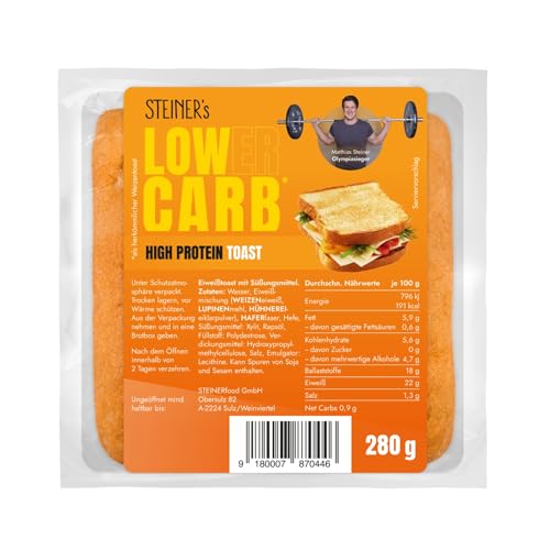 STEINER's Low Carb High Protein Toast | low carb | high protein | nur 0,9g Net-Carbs | 22g Eiweiß (280g) von STEINER´s