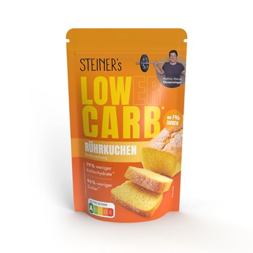 STEINER´s Low Carb Rührkuchen | Glutenfreie Lebensmittel Backmischung | 96% weniger Zucker | 11g Eiweiß | Raffiniert einsetzbar für Muffins, Apfelkuchen oder Marmorkuchen | 1x 210g Packung von STEINER´s