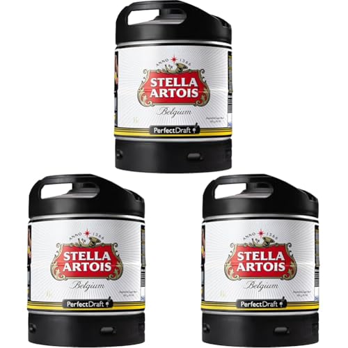 Stella Artois, Internationales Premium Lager-Bier aus Belgien, Perfect Draft (1 x 6l) MEHRWEG Fassbier (Packung mit 3) von STELLA ARTOIS