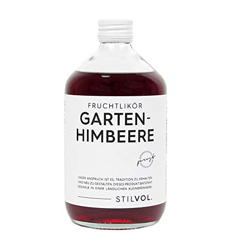 Geschenke für Frauen: Gartenhimbeere Likör 500ml mit 19% Vol. von STILVOL. Spirituosen. Himbeerlikör in Handarbeit in Klein-Brennerei hergestellt, ohne Aromen. von STILVOL.