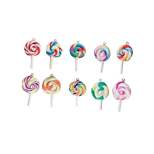 STOBOK 10st Lutscher-anhänger Zuckerstangen-anhänger Lollipop-anhänger Harzknöpfe Halskette Aus Harz Reize Süßigkeiten Süßigkeiten Charms Harz-anhänger Handy Polymer-ton von STOBOK