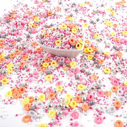 STREUSEL GLÜCK MÄDCHEN PARTY rosa gelb weiss orange silber Ringe 40g Zuckerstreusel Sprinkles Tortendeko Geburtstag Kindergeburtstag Party Sommer Verzierung von Plätzchen Torte Kuchen Cupcakes Muffins von STREUSEL GLÜCK wir streuseln Liebe