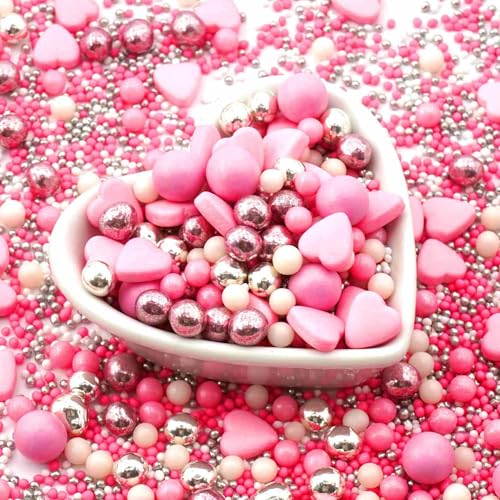 STREUSEL GLÜCK Pinke Liebe rosa pink silber weiss 40g Zuckerstreusel Sprinkles Tortendeko Geburtstag Kindergeburtstag Weihnachten Hochzeit Verzierung von Plätzchen Torte Kuchen Cupcakes Muffins von STREUSEL GLÜCK wir streuseln Liebe