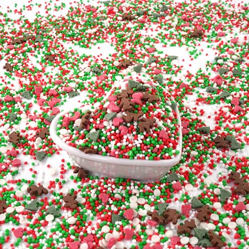 STREUSEL GLÜCK Weihnachtsmix 40g weiss rot grün Rentiere Weihnachtsbaum Zuckerstreusel Weihnachten Tortendeko Torte Cupcakes Muffins Christmas Plätzchen von STREUSEL GLÜCK wir streuseln Liebe