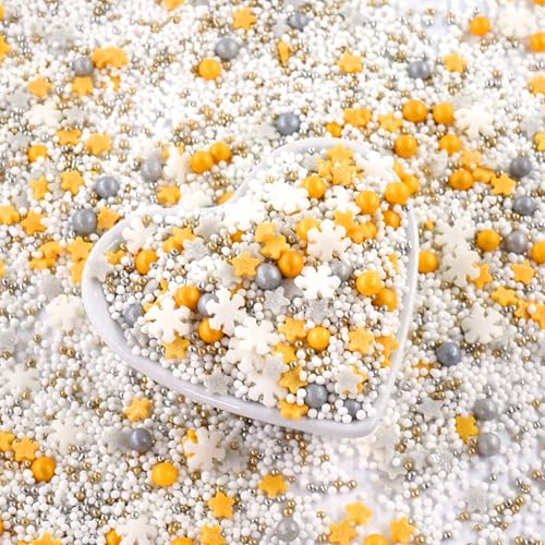 STREUSEL GLÜCK Weihnachtsstern 40g gold silber weiss Sterne Schneeflocken Zuckerstreusel Weihnachten Tortendeko Torte Cupcakes Muffins Christmas Plätzchen von STREUSEL GLÜCK wir streuseln Liebe