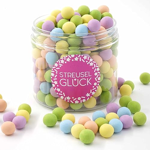 STREUSEL GLÜCK bunte Streusel Tortendeko Schokokugeln bunt 180g - Zuckerstreusel Weihnachten Kuchendeko Geburtstag Schokoperlen - Sprinkles Deko Plätzchen Torte Kuchen Cupcakes - essbare Streudeko von STREUSEL GLÜCK wir streuseln Liebe