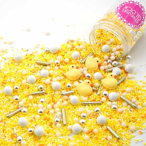 Streusel Glück Entchenhausen gelb weiss gold silber Enten 90g Zuckerstreusel Sprinkles Tortendeko Ostern Kindergeburtstag Verzierung von Plätzchen Torte Kuchen Cupcakes Muffins von STREUSEL GLÜCK wir streuseln Liebe