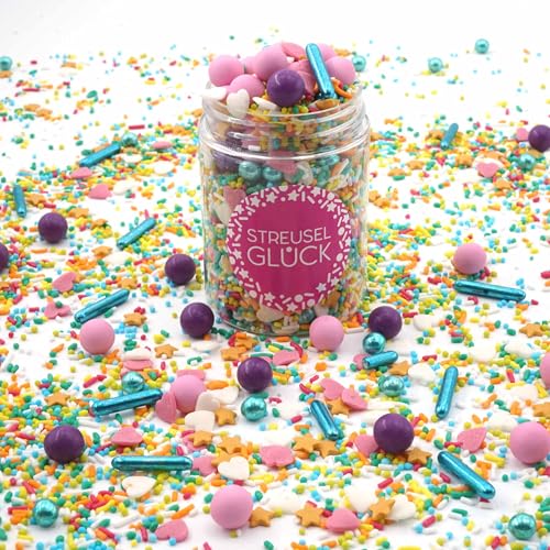 Streusel Glück Lila Wiese lila rosa blau bunt pastell 180g Zuckerstreusel Sprinkles Tortendeko Geburtstag Frühling Verzierung von Plätzchen Torte Kuchen Cupcakes Muffins von STREUSEL GLÜCK wir streuseln Liebe