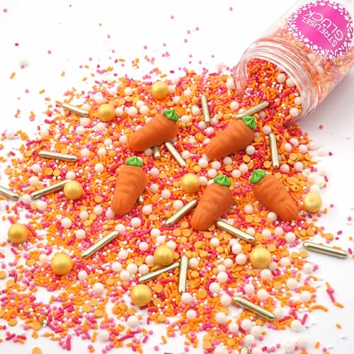 Streusel Glück Scharlotti Karotti rosa gelb gold weiss 180g Zuckerstreusel Sprinkles Tortendeko Geburtstag Ostern Verzierung von Plätzchen Torte Kuchen Cupcakes Muffins von STREUSEL GLÜCK wir streuseln Liebe