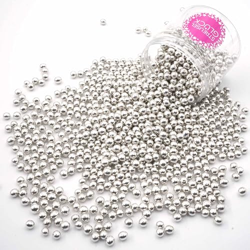 Streusel Glück Schokokugeln Crispy mini silber metallic 150g - Perlen Schoko Zuckerperlen Sprinkles Schokostreusel für Kindergeburtstag Weihnachten Geburtstag Cupcakes Cake Pops Muffins Tortendeko von STREUSEL GLÜCK wir streuseln Liebe