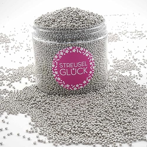 Streusel Glück Streusel Just Pure silber 180g Nonpareilles Zuckerperlen Zuckestreusel Kindergeburtstag Weihnachten Tortendeko Cupcakes Muffins Christmas Kuchenstreusel Plätzchen Torte von STREUSEL GLÜCK wir streuseln Liebe