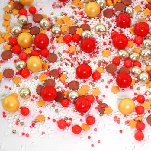 Streusel Glück Weihnachten Goldlöckchen rot braun gold 180g Weihnachtsstreusel Sterne | essbare Tortendeko Christmas | Zuckerstreusel Plätzchendeko Plätzchen Kekse verzieren | Sprinkles von STREUSEL GLÜCK wir streuseln Liebe