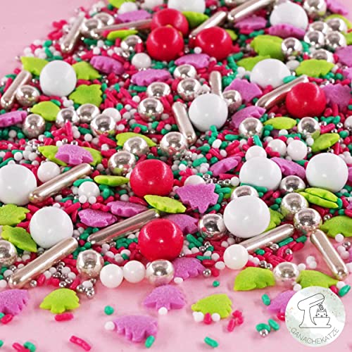 Streusel Weihnachten Crazy Christmas pink grün Weihnachtsbäume 90g | STREUSEL GLÜCK | bunte Weihnachtsstreusel Zuckerstreusel Sprinkles Christmas Tortendeko Plätzchen verzieren Kuchenstreusel von STREUSEL GLÜCK wir streuseln Liebe