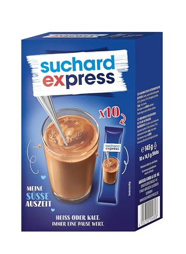 Suchard Express Trinkschokolade, 10x 14,5g Sticks mit kakaohaltigem Getränkepulver, für kalte oder warme Milch von SUCHARD EXPRESS