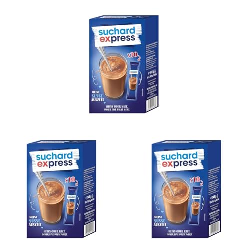 Suchard Express Trinkschokolade, 10x 14,5g Sticks mit kakaohaltigem Getränkepulver, für kalte oder warme Milch (Packung mit 3) von SUCHARD EXPRESS