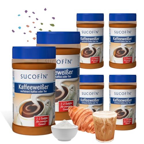 SUCOFIN Kaffeeweißer 6er Pack x 400g Dose, verfeinert Kaffee und Tee leicht löslich, lange haltbar, perfekter Ersatz zu Milchpulver - 6er Vorteilspack für cremiges Genuss von SUCOFIN