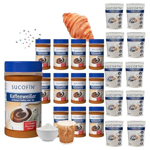 SUCOFIN Kaffeeweißer verfeinert Kaffee und Tee 22er Pack (12 x 400g Dose) + (10 x 200g wiederverschließbarer Aromaschutzbeutel) Vorteilspack von SUCOFIN