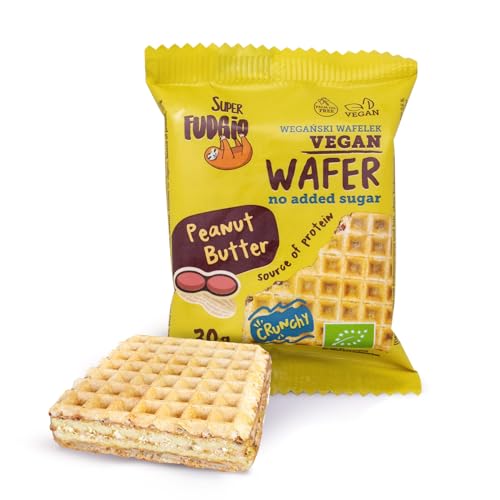 SUPER FUDGIO BIO-Waffeln mit Erdnussbutter | ohne Zuckerzusatz | ohne Palmöl | veganer Snack | 30g von SUPER FUDGiO