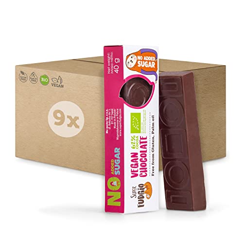 SUPER FUDGiO Organic Schokoriegel Set | BIO und zuckerfreie Süssigkeiten | Vegan - Glutenfrei | Schokolade Snack ohne Zucker| Kokosnuss-Schokolade | 9-er Set von SUPER FUDGiO