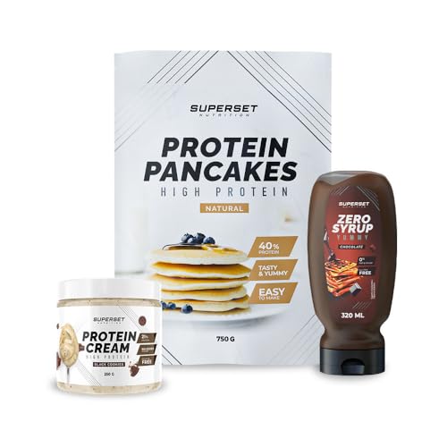 Superset Nutrition - Pack Petit-dej - Pancakes Nature - Protein Cream Black Cookies + Zero Syrup Chocolate von SUPERSET NUTRITION