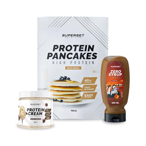 Superset Nutrition - Pack Petit-dej - Pancakes Nature - Protein Cream Black Cookies + Zero Syrup Karamell von SUPERSET NUTRITION