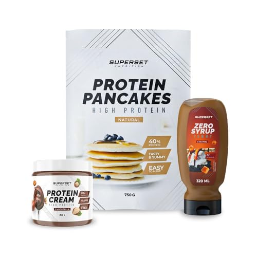 Superset Nutrition - Pack Petit-déj - Pancakes Nature - Protein Cream Chocotella + Zero Syrup Karamell von SUPERSET NUTRITION