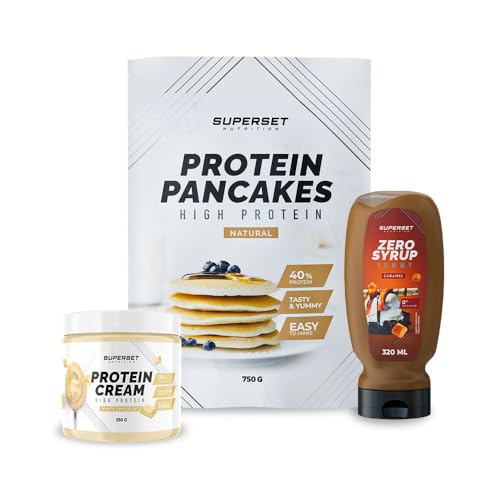 Superset Nutrition - Pack Petit-dej - Pancakes Nature - Protein Cream White Chocolate + Zero Syrup Karamell von SUPERSET NUTRITION