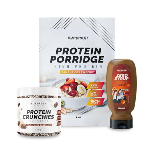 Superset Nutrition - Pack Petit-dej - Porridge - Protein Crunchies Milk & White Chocolate + Zero Syrup Caramel von SUPERSET NUTRITION