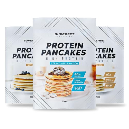 Superset Nutrition - Pancakes Proteines Natural (2x750g) Pancakes Proteines Stracciatella-kokosnuss (1x750g) von SUPERSET NUTRITION