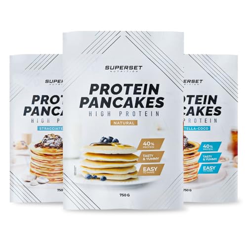 Superset Nutrition - Pancakes Proteines Stracciatella-kokosnuss (2x750g) Pancakes Proteines Natural (1x750g) von SUPERSET NUTRITION