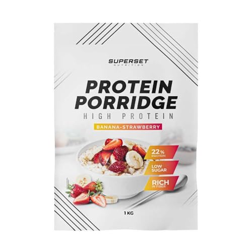 Superset Nutrition - Protein Porridge (1kg) - Haferflocken - Köstlicher proteinhaltiger Haferbrei mit wenig Zucker - Erdbeere Banane von SUPERSET NUTRITION