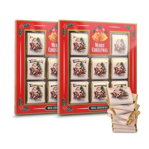 2x Becky´s Weihnachtsgeschenkbox 55g – 9 Mini-Schokotafeln à 6,1g aus zarter Milchschokolade mit fröhlichem Weihnachtsmann-Motiv – Schöne Geschenkidee für Advent, Nikolaus & Weihnachten von SWEET BUDDIES