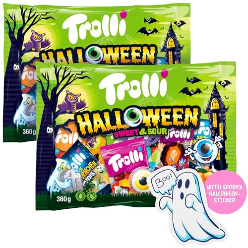 2x Trolli Halloween Sweet & Sour je 360g Großpackung Süßigkeiten Mix mit Glotzer, Sauren Würmchen, Dracula & weiteren gruseligen Leckereien – inklusive Geistersticker für extra Halloween-Spaß! von SWEET BUDDIES