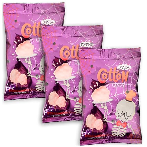 3er Set Cotton Candy je 65g – Zuckerwatte Erdbeer Geschmack mit Knisterbrause, ideal für Weihnachtsteller, Geburtstags Deko, zum Naschen & als essbare Muffin- und Torten-Deko von SWEET BUDDIES