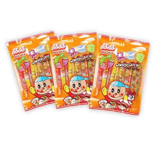 Jin Jin Jelly Strips 3er Pack (3x200g) – Asiatische Fruchtgummi Süßigkeiten aus Taiwan | Jelly Straws Fruit Mix | Fruchtige Sticks | Perfekt als Geschenkidee oder Snack von SWEET BUDDIES