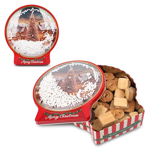 Keksdose Schneekugel XL gefüllt mit Keksen, Weihnachtskeksdose, Schneekugeleffekt zum Schütteln, perfekte Deko für Advent und Weihnachten, Keksaufbewahrung, Plätzchendose, ideal für Adventsteller von SWEET BUDDIES