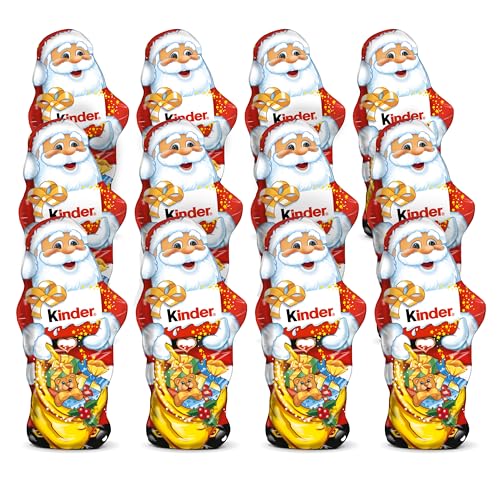 Kinder Schokolade Weihnachtsmann 12er Pack – 12 x 110g Vollmilchschokolade, ideal für Nikolaus, als Weihnachtschokolade und Adventssüßigkeiten für Kinder und Erwachsene von SWEET BUDDIES