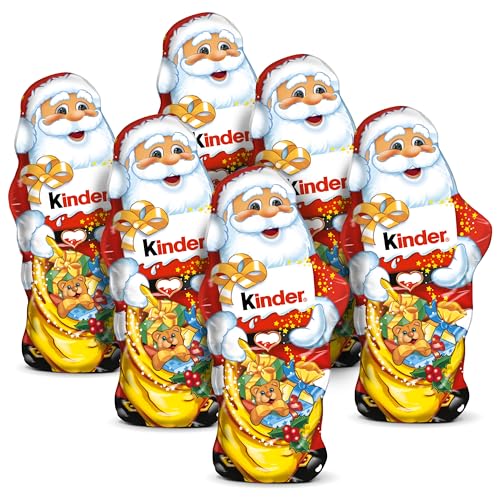 Kinder Schokolade Weihnachtsmann 6er Pack – 6 x 110g Vollmilchschokolade, ideal für Nikolaus, als Weihnachtschokolade und Adventssüßigkeiten für Kinder und Erwachsene von SWEET BUDDIES