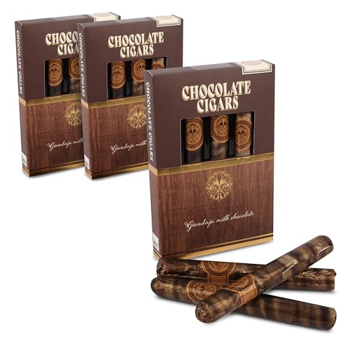 Schokoladenzigarren 3x 3er Pack - Gianduja-Haselnuss-Milchschokolade mit Vanille | Edle Schokoladen Zigarren für Männer, Männertag, Mitbringsel für Geburtstag, Hochzeiten & Jungesellenabschied von SWEET BUDDIES