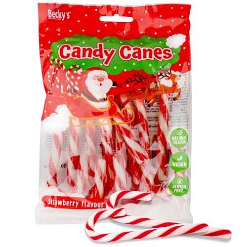 Becky´s Candy Canes Zuckerstangen - 10er Pack rot-weiß, 13 cm - Weihnachtsdeko, Baumdeko, Süßigkeiten für Weihnachtsteller & Adventszeit - Klassischer Look für festliche Dekoration von SWEET BUDDIES