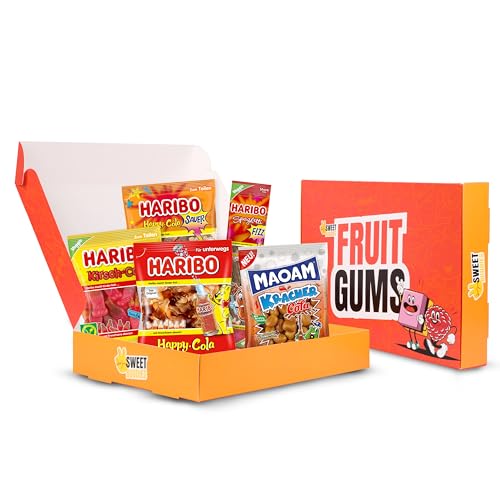 Sweet Buddies Fruchtgummi Best-Seller-Box: Für Haribo Packungen, 2x Happy-Cola Sauer, 1x Kirsch-Cola, 2x Happy-Cola, Cola Kracher, Spaghetti Cola – Gesamt 1275g von SWEET BUDDIES