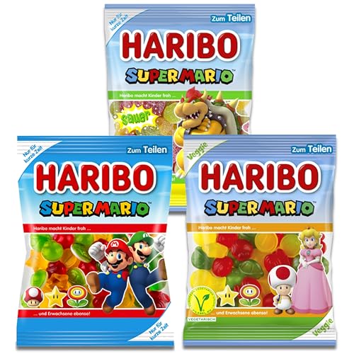 Sweet Buddies Fruchtgummi Special Edition: Für Haribo SuperMario Produkte 3x 175g Sorten Sauer, Veggie & Original – Limited Edition – Bunter Fruchtgummi-Spaß für Spiel-Fans von SWEET BUDDIES