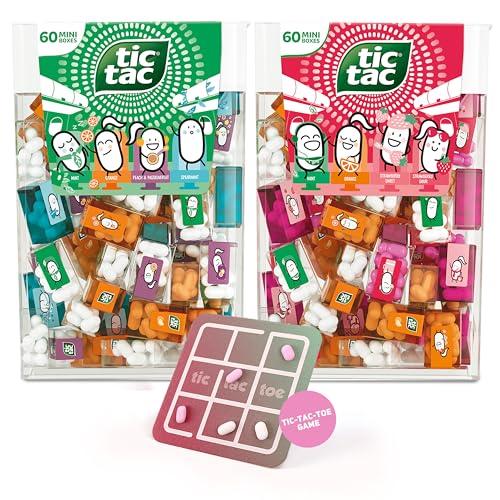 TicTacToe Travels 2er Pack – 60 Stück je Packung, Sorten Strawberry & Geschmacks Mix, mit TicTacToe Spiel, Mini Süßigkeiten, einzeln verpackt - Ideal für Kindergeburtstag, Mitgebsel & Werbegeschenke von SWEET BUDDIES