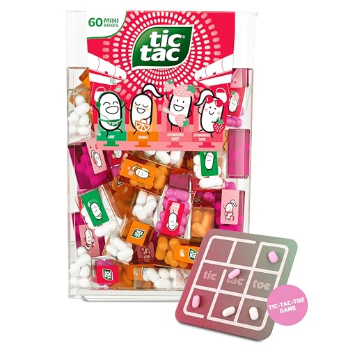 TicTacToe Travels Reiseset – 60 Mini Boxen à 3,8 g, Erdbeere, Minze & Orange mit TicTacToe Spiel - Mini Süßigkeiten, ideal für Kindergeburtstag, Mitgebsel & Werbegeschenke von SWEET BUDDIES