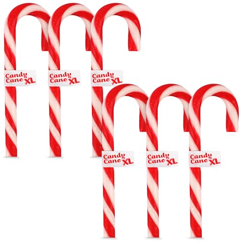 6er Set XL Zuckerstangen - Becky´s Candy Canes 18 cm, 60g, rot-weiß - Weihnachtsdeko, Baumdeko, Weihnachtsteller & Geschenk - Süße Erdbeer-Geschmack für Advent & Weihnachten von SWEET BUDDIES