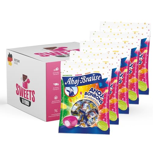 Ahoj-Brause Variationen im Set | 4x150g bis 5x150g | Fruchtgummi Ringe, Kaubonbons, Bonbons, Cola Mix, Fritten | Ahoj Klassiker (Ahoj-Bonbons 5x 150g) von SWEETS´N FOOD