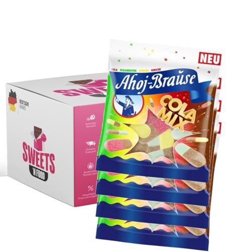 Ahoj-Brause Variationen im Set | 4x150g bis 5x150g | Fruchtgummi Ringe, Kaubonbons, Bonbons, Cola Mix, Fritten | Ahoj Klassiker (Cola-Mix 4x 150g) von SWEETS´N FOOD