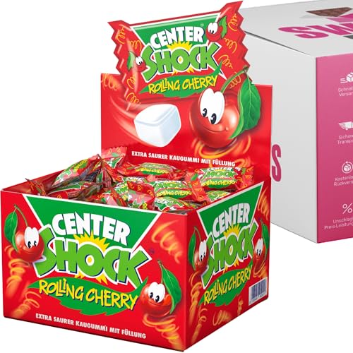 Center Shock 100er Box verschiedene Sorten – Saure Süßigkeiten, perfekt für Partys, Halloween & Schultüten (Box, Rolling Cherry (100er Box)) von SWEETS´N FOOD