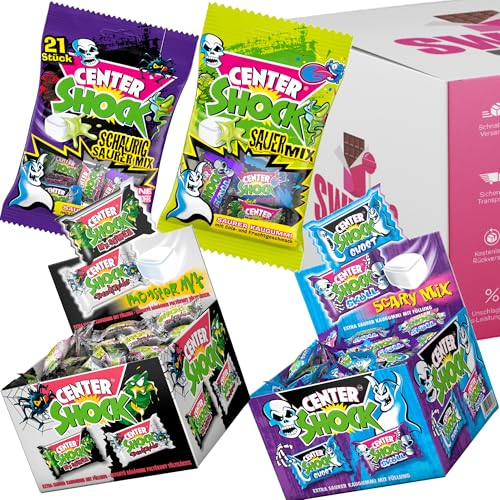 Center Shock Halloween Mix – Sour Mix, Schaurig Sauer Mix, Monster Mix Box & Scary Mix – Das ultimative Halloween-Sauer-Kaugummi-Paket! von SWEETS´N FOOD